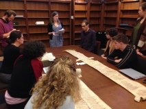 Katherine Hindley lecturing in the Beinecke classroom